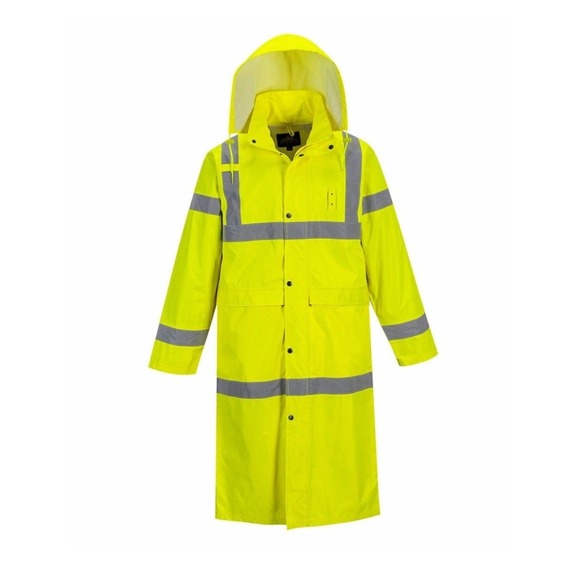 PortWest✨UH445✨Mens Waterproof Raincoat Hi Vis Reflective✨Lightweight✨48" Jacket - Picture 1 of 7
